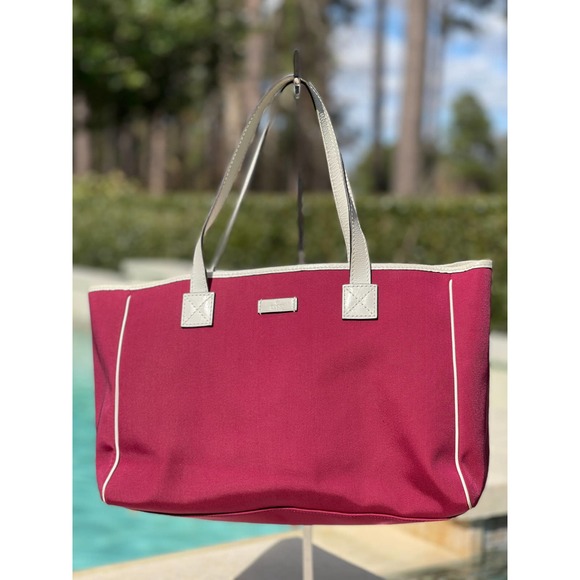 Tres Rare Gucci Canvas Tote Bag Leather Cloth Pony-style calfskin Cloth - Picture 1 of 8